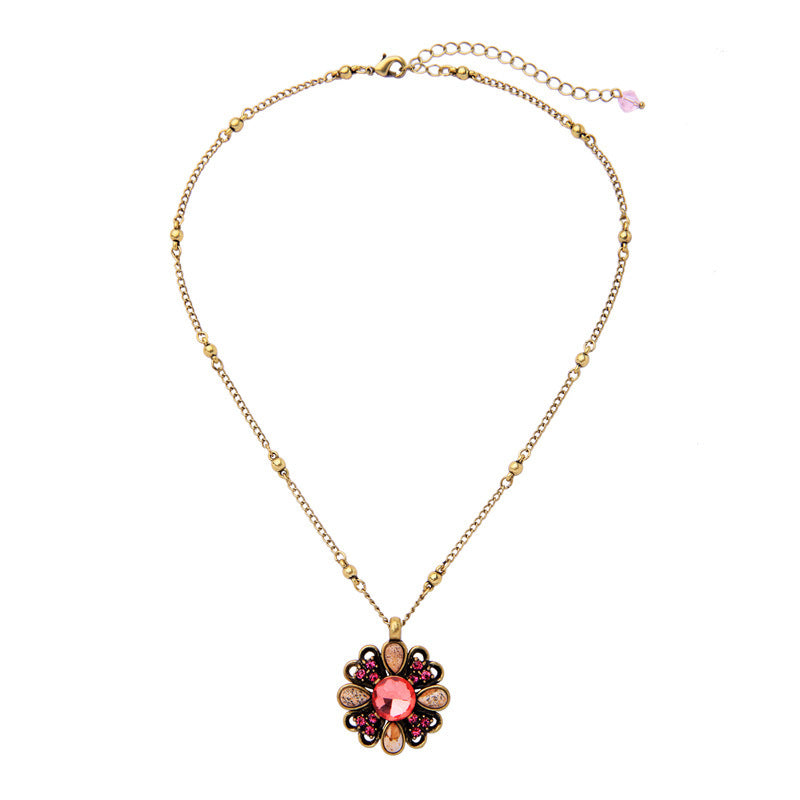 Wholesale Alloy Crystal Flower Necklace